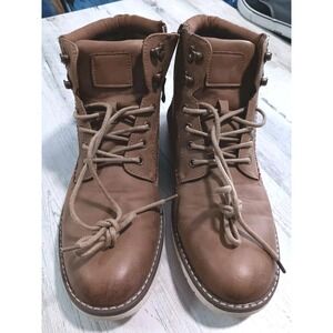 VOSTEY MILAN Mens Size 9.5 Brown Leather Lace Up/zip Water Resistant Boots NWOT